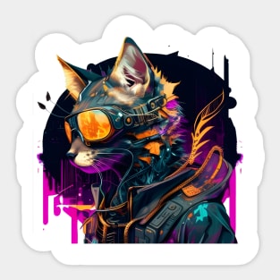 Cyberpunk Cool Cat Sticker